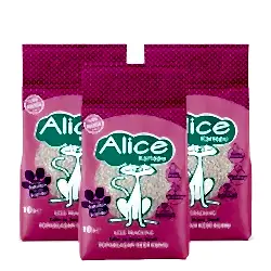 Alice Kartopu Kalın ve Beyaz Taneli Pudra Kokulu Kedi Kumu 3x10 lt.