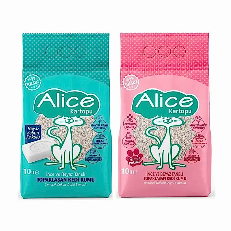 Alice Kartopu Ince Taneli Kedi Kumu Beyaz Sabun Ve Bebek Pudrası Kokulu 2x10 Lt.